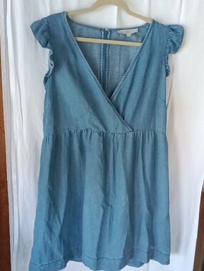 LOFT Light Blue Chambray Midi Dress